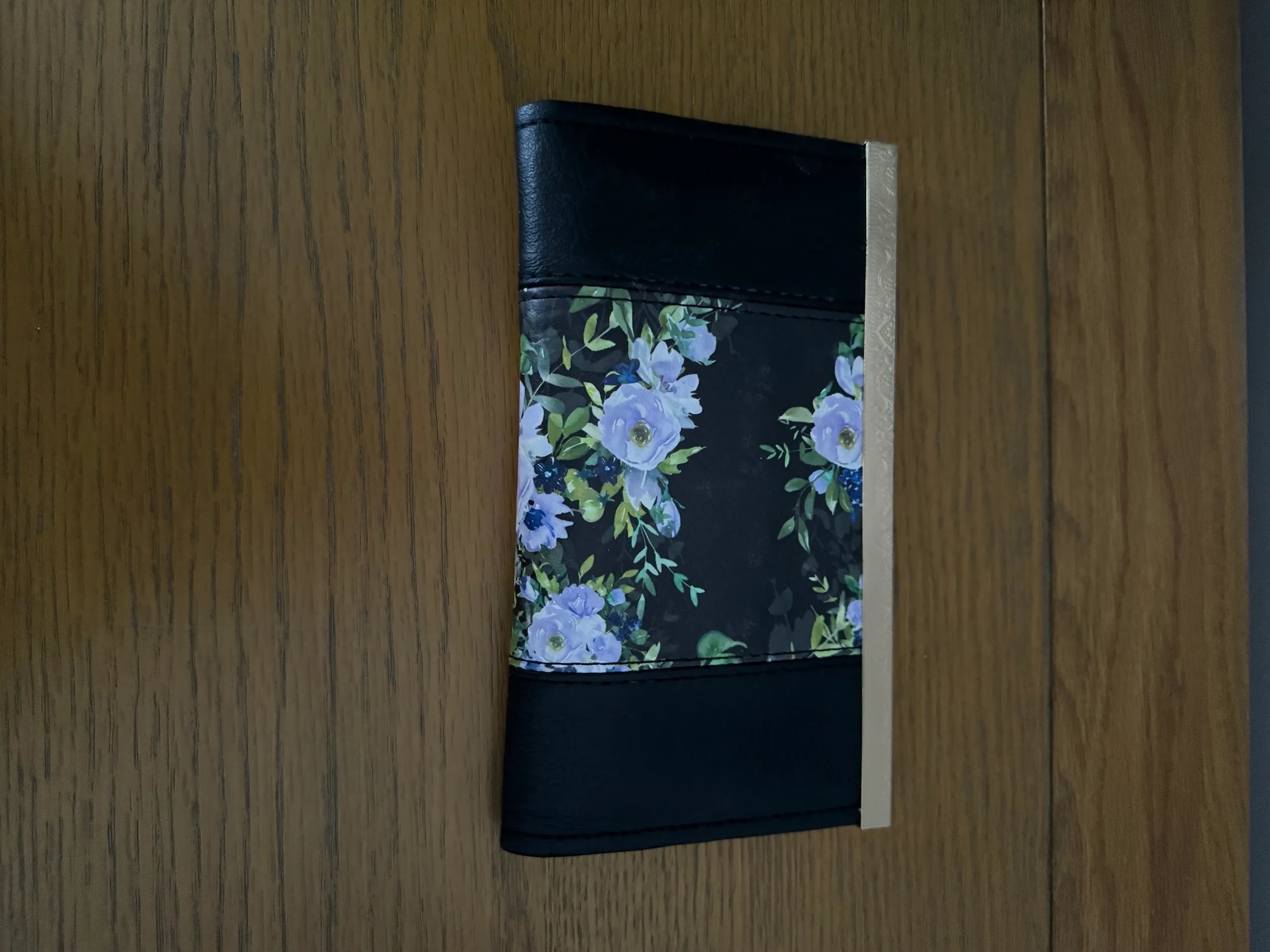 The Large Bi-Fold Wallet - Black and Floral