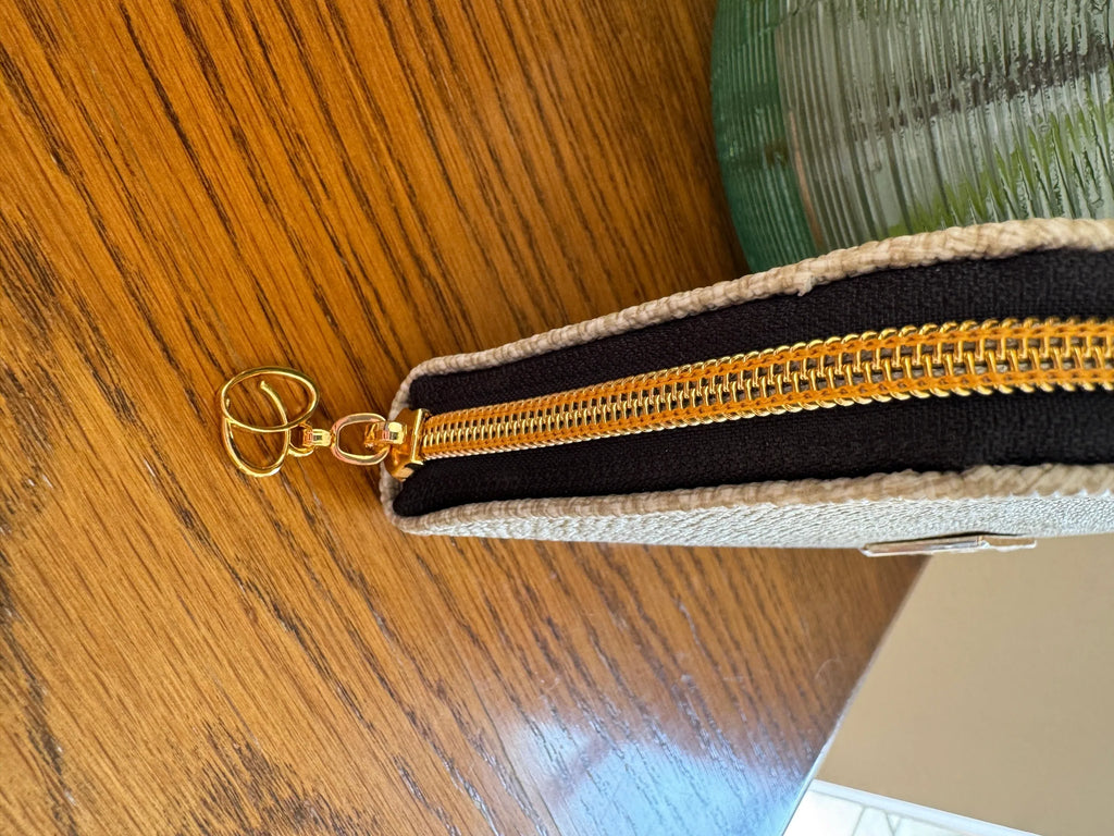 Classic Zip-Around Wallet - Cream Textured Herringbone