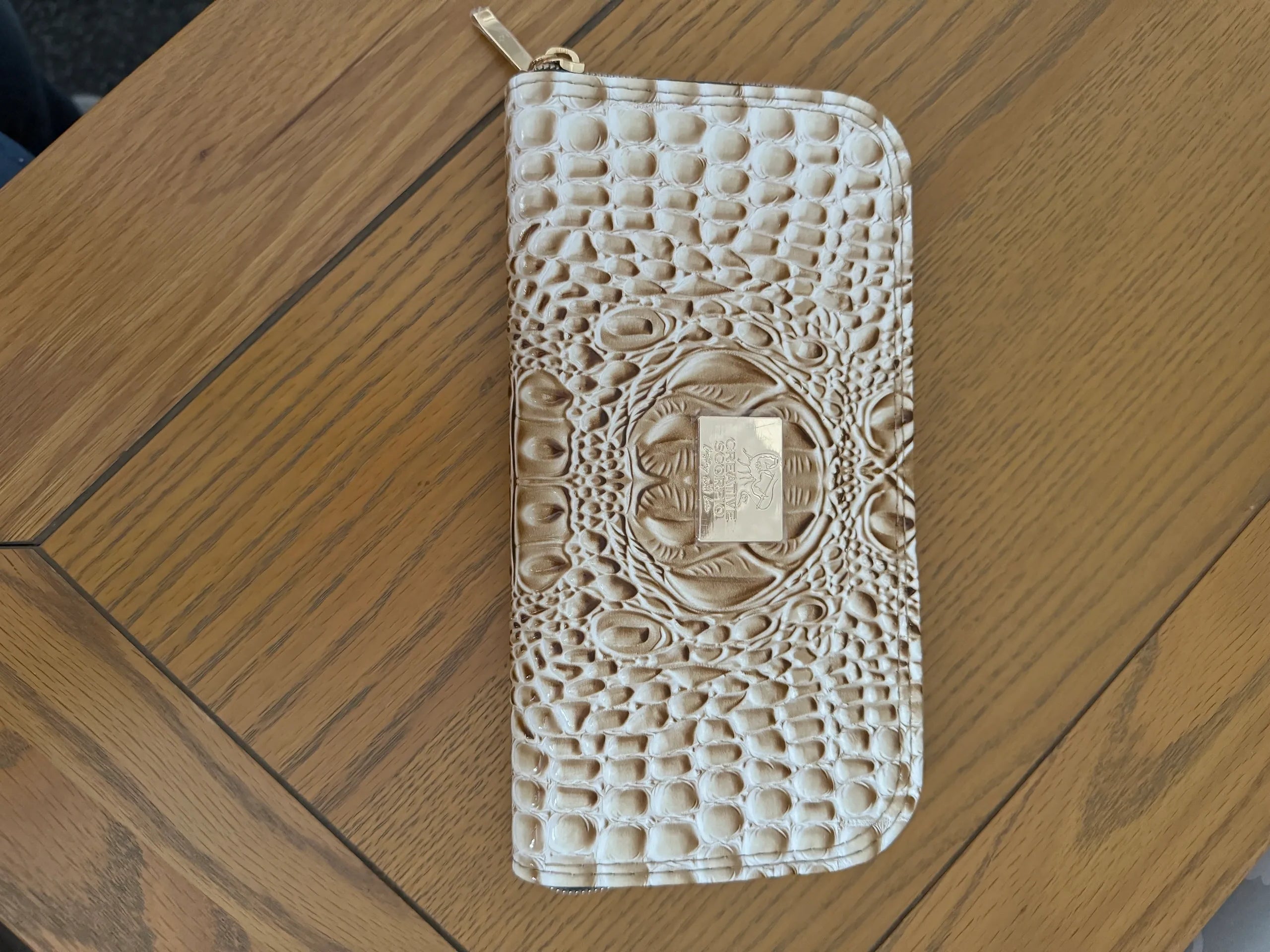 Classic Zip Around Wallet - Cream Croc