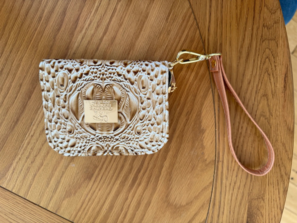 Mini Classic Zip-Around Wallet - Croc/Tan