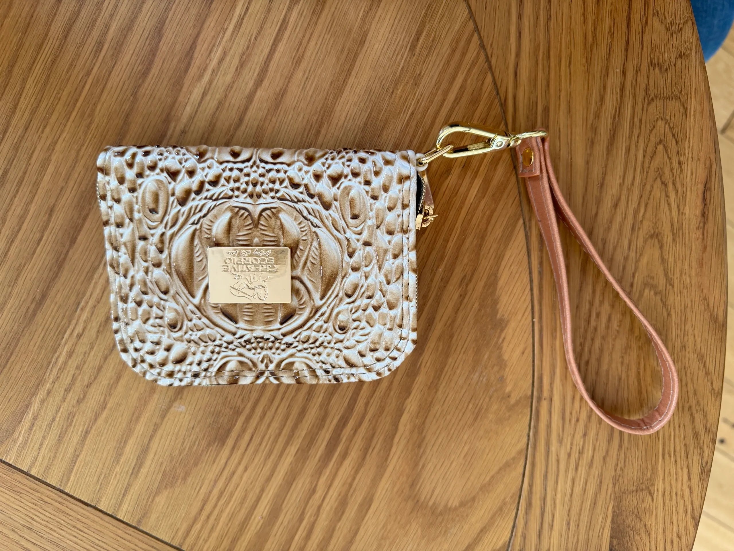 Mini Classic Zip-Around Wallet - Croc/Tan