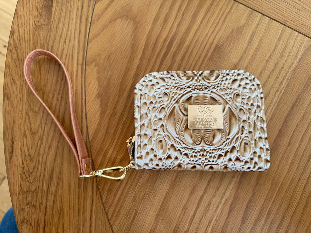 Mini Classic Zip-Around Wallet - Croc/Tan