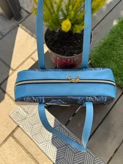 Cassiopeia East West Bag (Blue and Rose Print)