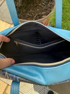 Cassiopeia East West Bag (Blue and Rose Print)