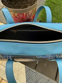 Cassiopeia East West Bag (Blue and Rose Print)