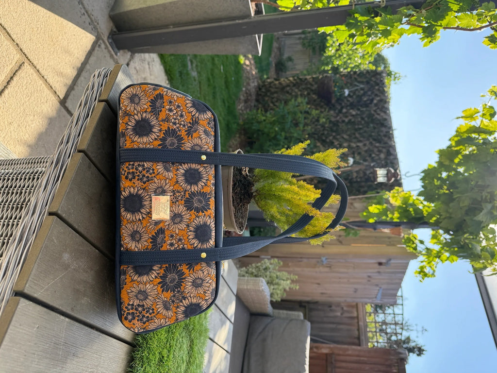 Cassiopeia East West Bag (Cork Sunflower Print)