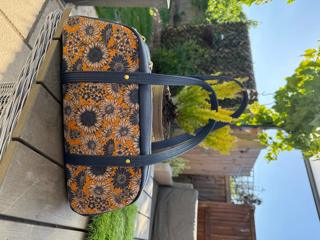 Cassiopeia East West Bag (Cork Sunflower Print)